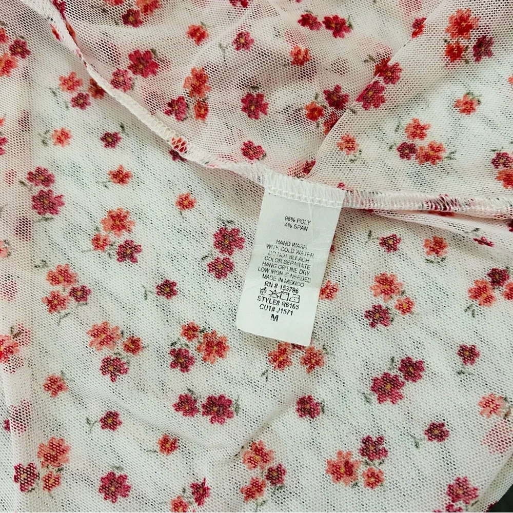 Glance Women's Sheer Floral Duster Cardigan/Kimono Long Sleeves Cover-up Size M